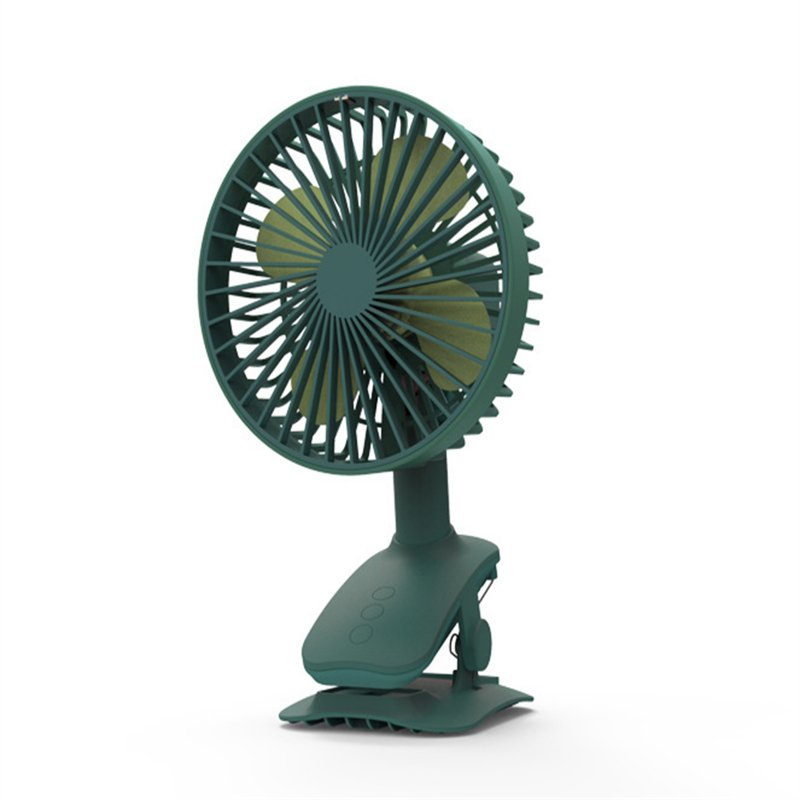 Portable Mini Clip On Fan 3 Levels 2000mah Battery Below 36db Low Noise Mute Desktop Fan Air Cooling Fan 2000mAh dark green