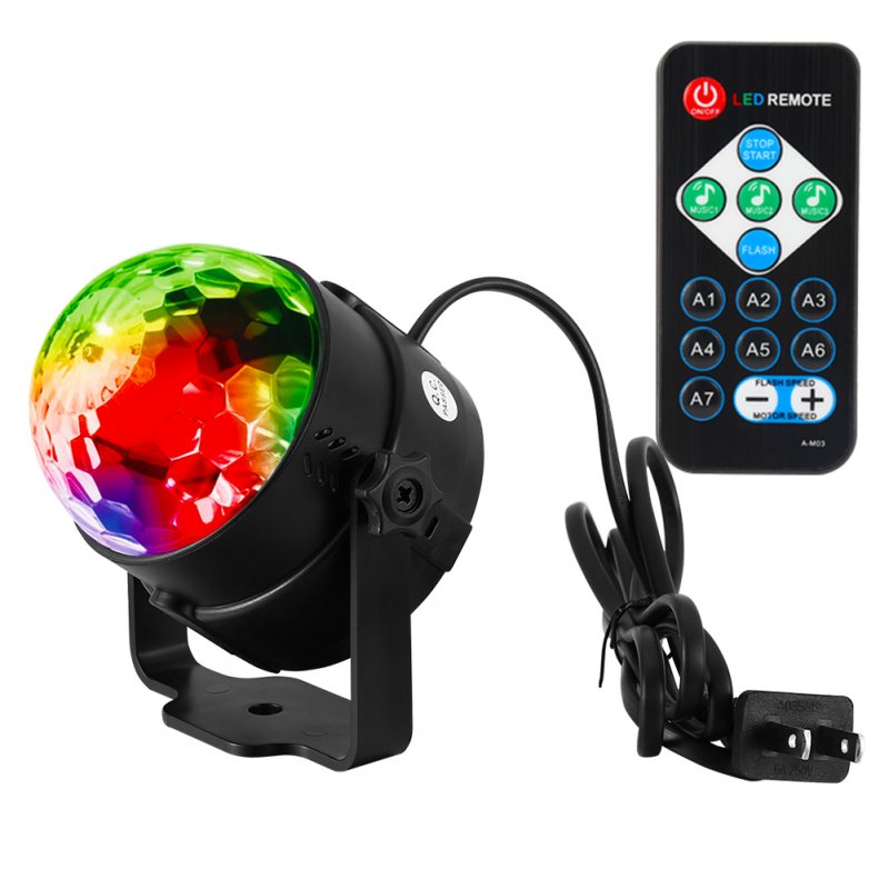 Portable Mini LED Disco Ball Light Remote Control RGB Party Lamp 7 Colors Sound Actived Crystal Magic Stage Light for Parties, KTV, Club