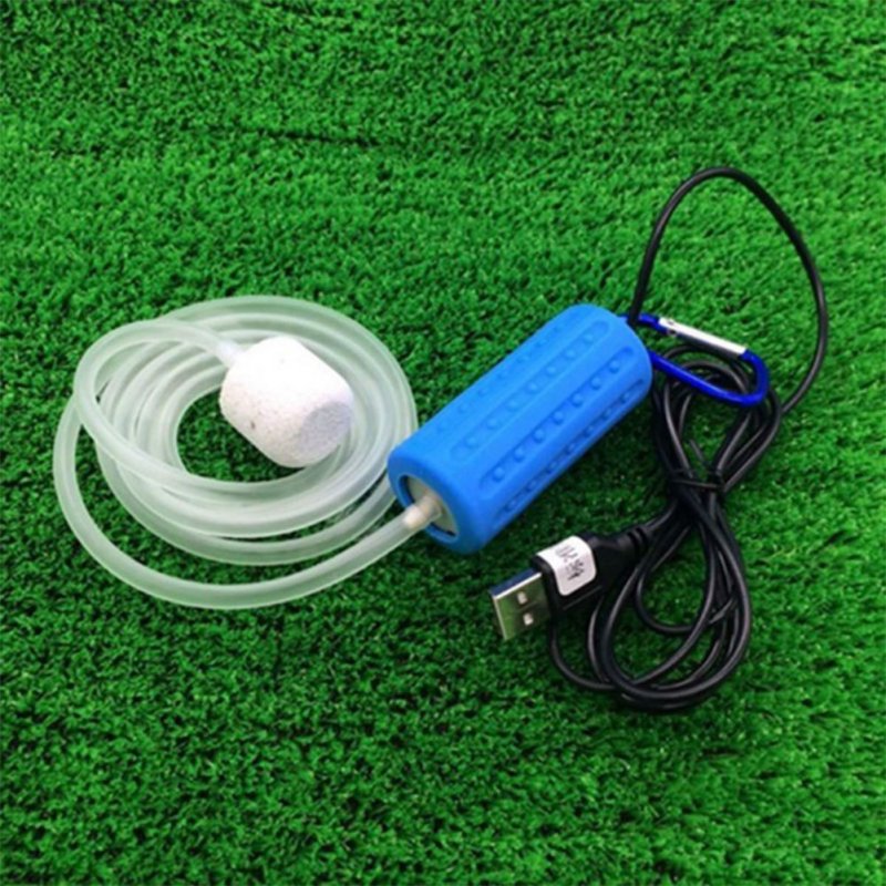 Portable Mini USB Aquarium Fish Tank Oxygen Air Pump Mute Energy Saving Supplies Accessories blue