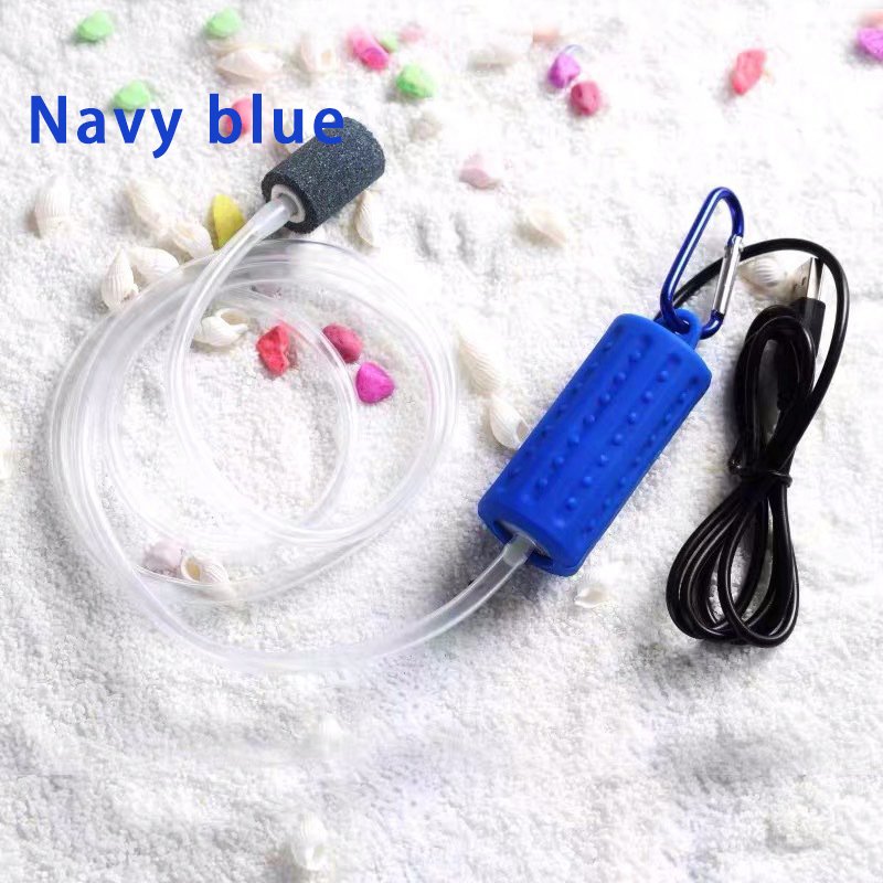 Portable Mini USB Aquarium Fish Tank Oxygen Air Pump Mute Energy Saving Supplies Accessories dark blue