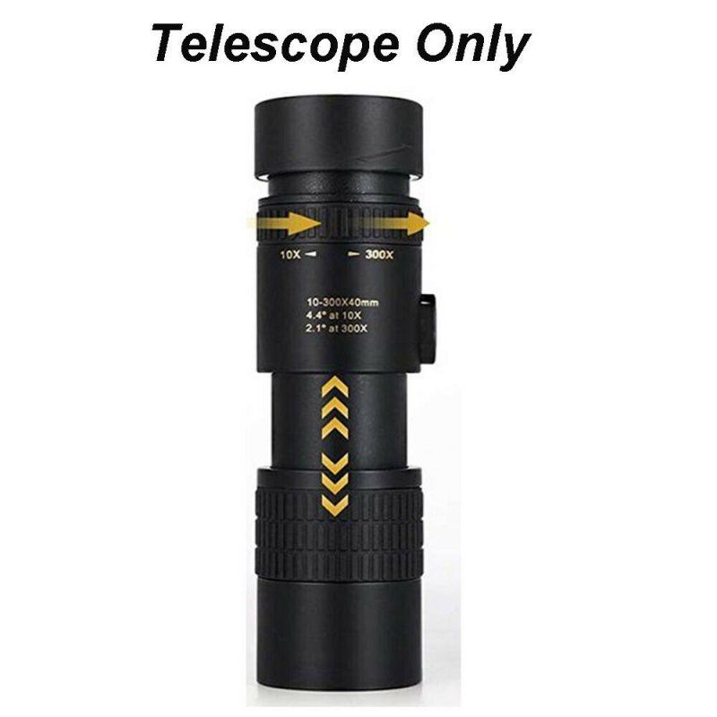 Portable Monocular Telescope Super Telephoto Zoom 10-300X40mm  Tripod Clip Night Vision telescope