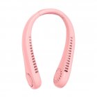 Portable Neck Fan USB Rechargeable 1200mah Battery Bladeless Hanging Fan 3 Speeds Personal Cooling Leafless Fan Wearable 360°Cooler For Office Sports Traveling pink