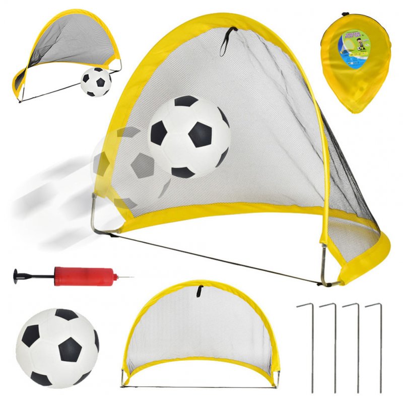 Portable Outdoor Children  Football  Toy  Set Folding Goal Iron Pole Pump Wear-resistant Retractable Football Stand Kit Holiday Gifts Small (68CM)