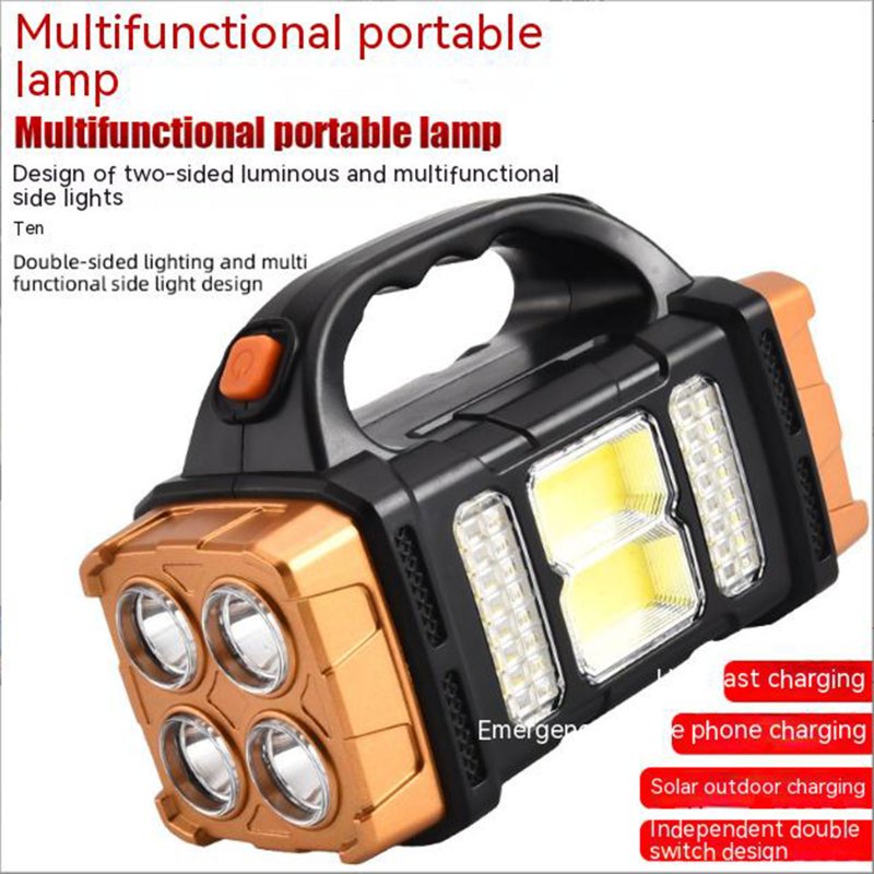 Portable Outdoor Solar Lamp 1500mha Battery Waterproof Strong Light Flashlight