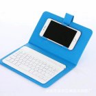 Portable PU Leather Wireless Keyboard Case for iPhone with Bluetooth Keyboard for 4.2-6.8 Inch Phones  Sky blue_Bluetooth keyboard + leather case