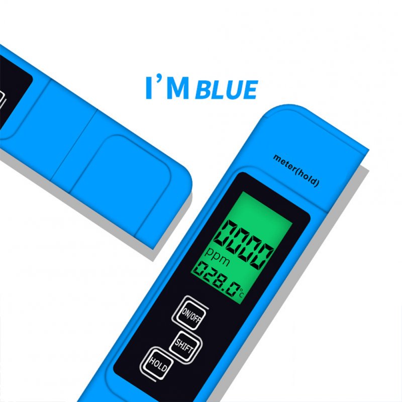 Portable Pen Type 3 In 1 Digital Lcd Display Water Quality  TDS / CE   Temperature Meter Water Purity Monitor Blue