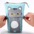 Portable Pencil Pouch Standing Pen Holder Cute Pencil Bags Stand Up Pen Case Cartoon Pencil Pens Storage Box Coffee cat 504