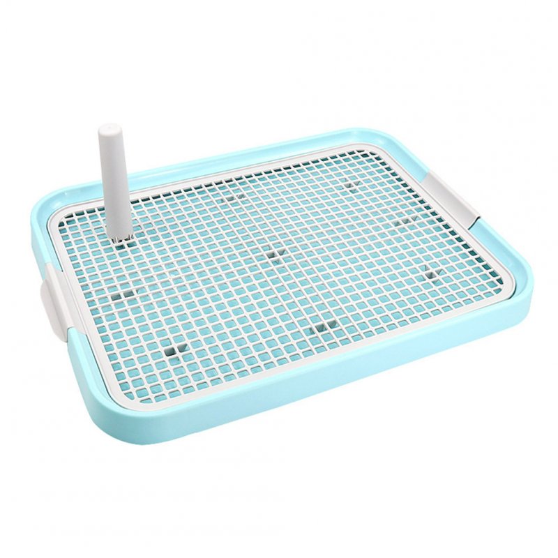 Portable Pet Toilet Plastic Urinary Pee Pad with Pillar Mat Training Potty Dog Pad Tray blue_L
