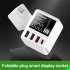 Portable Qc3 0 4 Ports Usb  Charger Multi port Charger 40w Fast Charging Compact Design Mobile Phone Adapter With Led Display EU plug