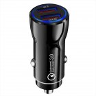 Portable Qc3.0 Fast Charge Dual Port Car Charger Overheating Overcharge Protection Charger black