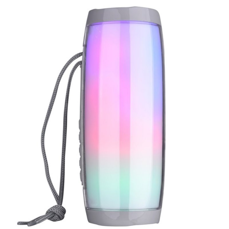 Portable Speaker Bluetooth Column Wireless Bluetooth Speaker Powerful High BoomBox Outdoor Bass HIFI TF FM Radio with LED Light Silver grey