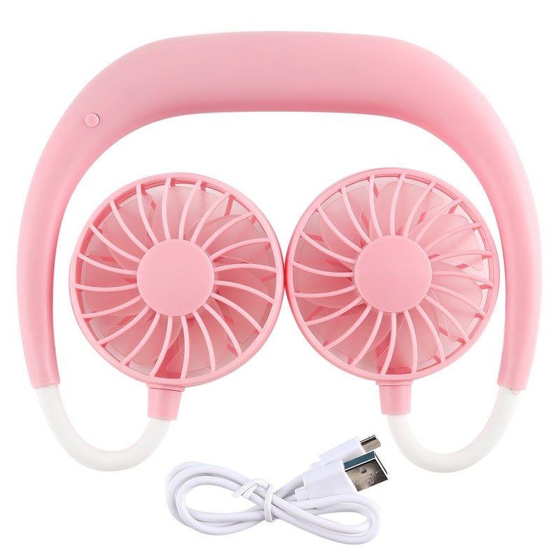 Portable Sports Halter Fan Mini Hanging Neck Fan USB Rechargeable Multi-function Mini fan Pink