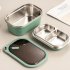 Portable Stainless Steel Student Compartment Sealed Lunch Box Food  Container green
