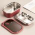 Portable Stainless Steel Student Compartment Sealed Lunch Box Food  Container red