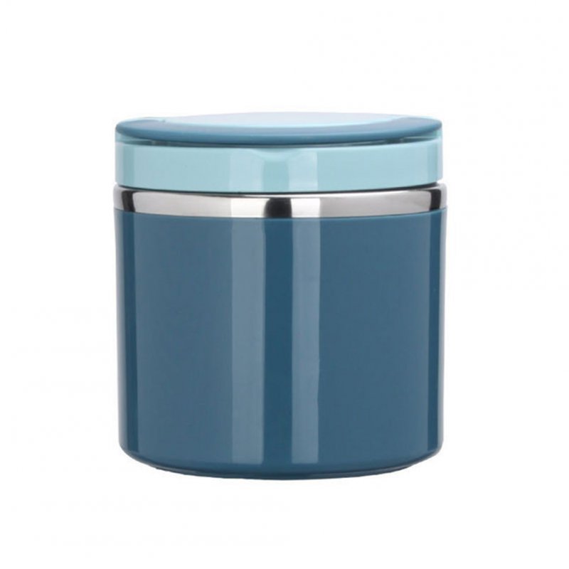 Portable Stainless Steel Breakfast  Cup Soup Bowl Thermal Storage Container Sealed Bento Box With Handle blue_630 ml