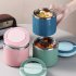 Portable Stainless Steel Breakfast  Cup Soup Bowl Thermal Storage Container Sealed Bento Box With Handle blue 630 ml