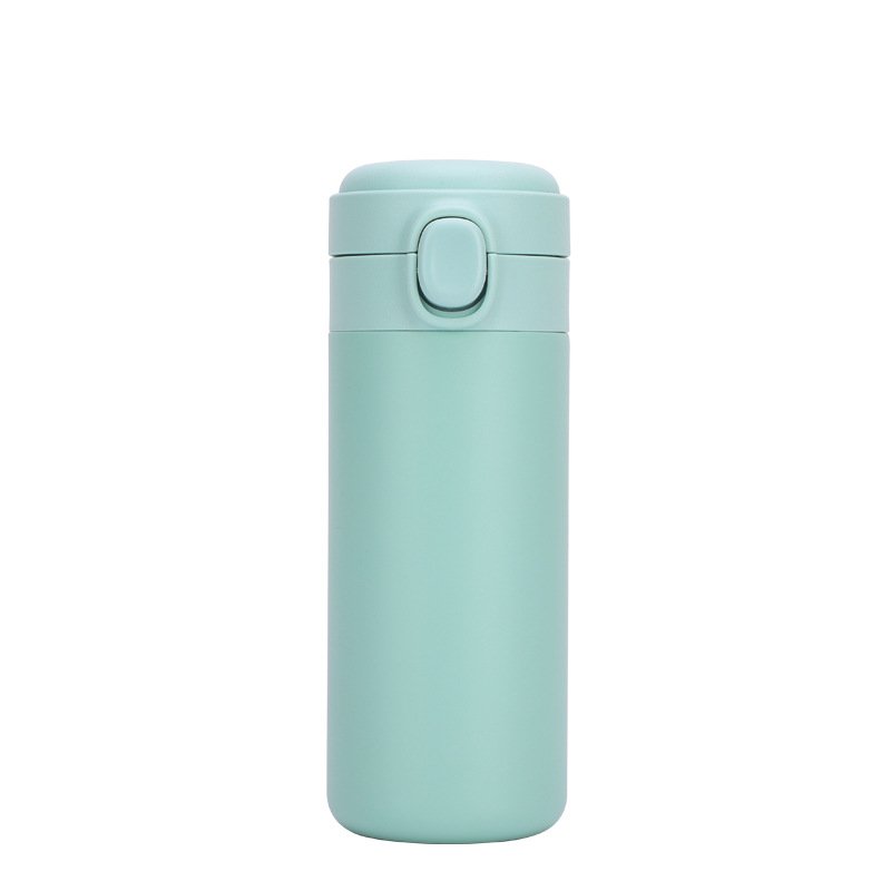 Portable  Thermos  Bottle Stainless Steel Insulated Water Cup With  Button green