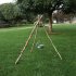 Portable Tripod  Set For Outdoor Camping Picnic Cooking Tripod With Stainless Steel Wire Silver