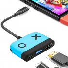 Portable Tv Dock Charging Docking Station Charger 4k Hdmi compatible Tv Adapter Usb 3 0 100w Pd Multi port Compatible For Switch blue