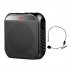 Portable Voice Amplifier 8W 2200mA  Portable Rechargeable System For Teachers Yoga Travel Tour Guide Meeting black