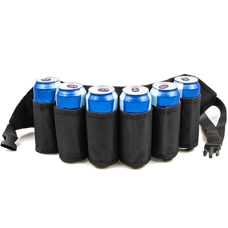 Portable Waist Beer Belt Holster Wine Bottles Beverage Holder Hanging Organizer For Climbing Camping Hiking black