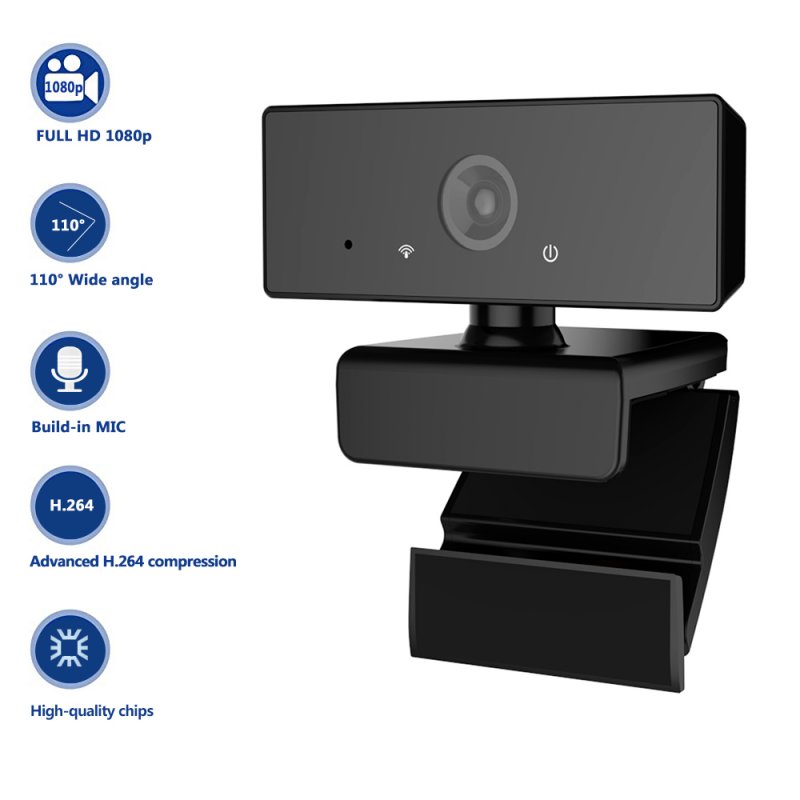Portable Webcam 1080p Full HD USB Web Camera Plug For Windows Android IOS black_1080P