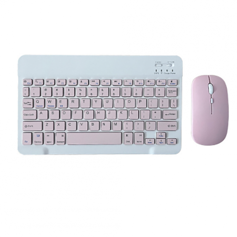 Portable Wireless Bluetooth Keyboard Mouse Set For Android Ios Windows Phone Tablet pink 7-inch