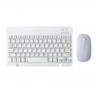 Portable Wireless Bluetooth Keyboard Mouse Set For Android Ios Windows Phone Tablet White 10-inch