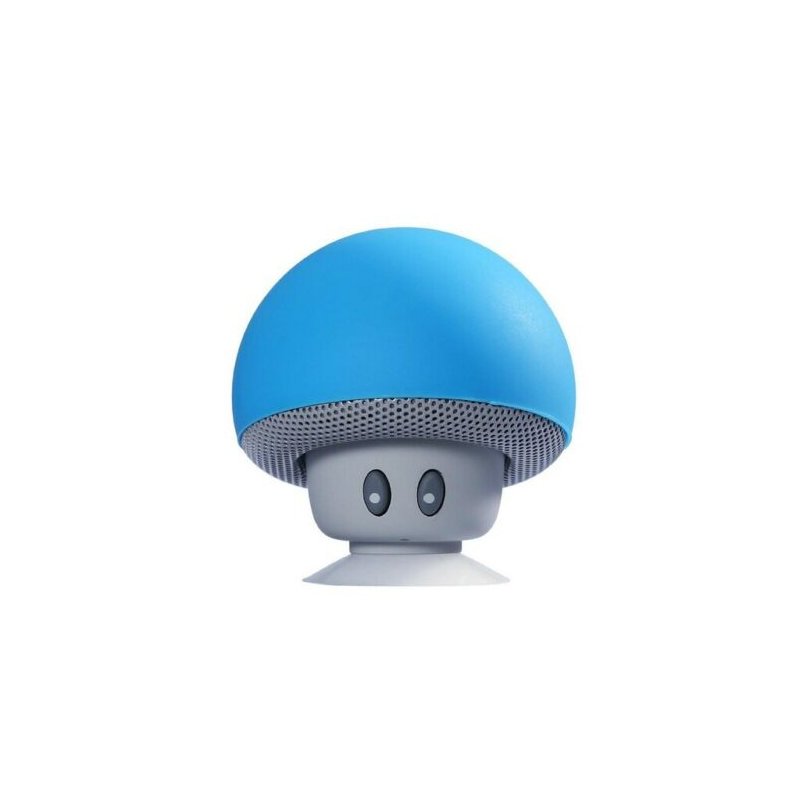 Portable Wireless Bluetooth Mini Cute Mushroom Shaped Audio Speaker Phone Bracket blue