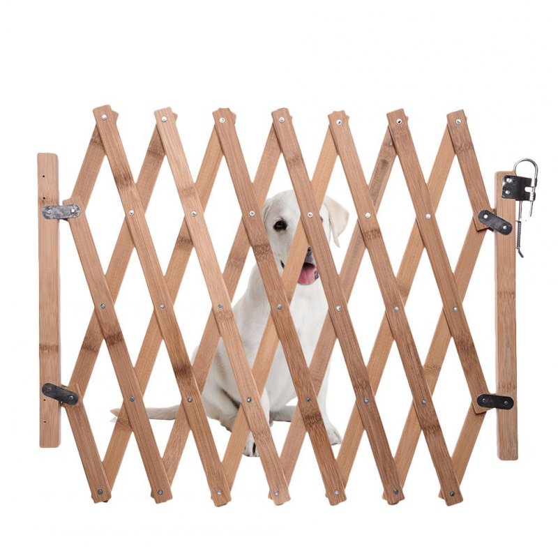 Portable Wooden Fence Folding Pet Isolation Gates Fence with Sliding Pet Supplies Wood color_S-small