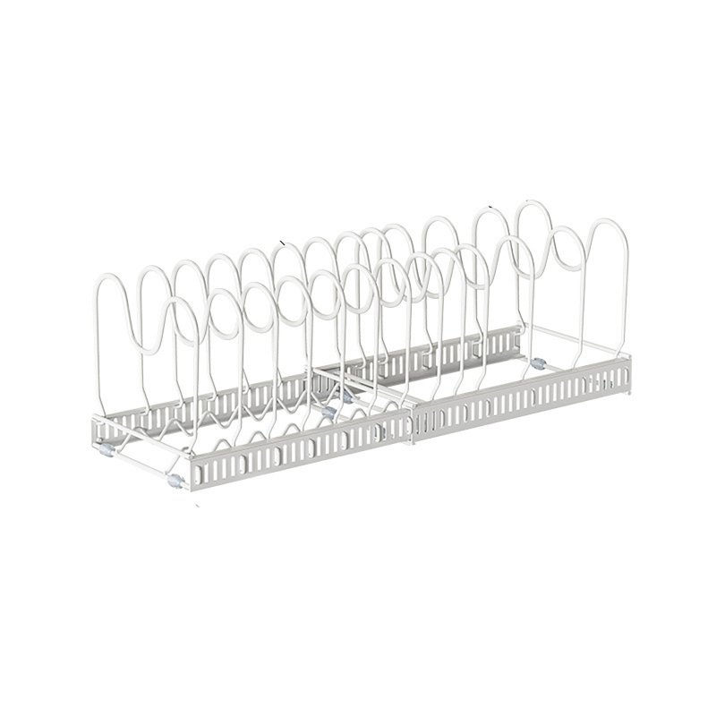 Pots And Pans Organizer Pull Out Pot And Pan Organizer With 13 Adjustable Partitions Anti Slip Silicone Pad Scalable Storage Rack