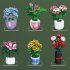 Potted Flower Building Blocks Plant Bouquet Assemble Building Bricks Tabletop Ornaments Decoration For Kids Birthday Gifts 92363 as shown