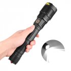 Powerful LED Flashlight XHP70 USB Rechargeable Torch with Safety Hammer for Outdoor black 1967 70