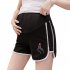 Pregnant Women Abdominal Shorts Casual Cotton Fashion Maternity Pants black XL