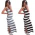 Pregnant Women Fashion Sleeveless Striped Pattern Dress Slit Long Dress black XXL