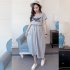 Pregnant Women Summer Short sleeve Long section Dress  light grey XXL