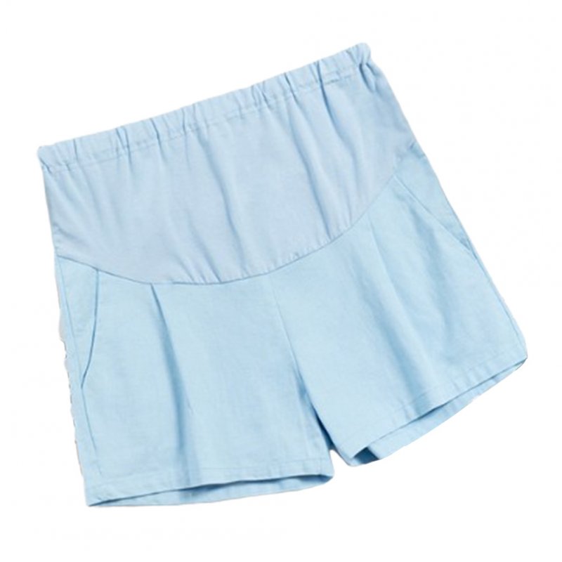 Pregnant Women Summer Shorts Casual Fashion Abdominal Shorts Maternity Light blue_L