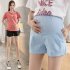 Pregnant Women Summer Shorts Casual Fashion Abdominal Shorts Maternity Light blue XL