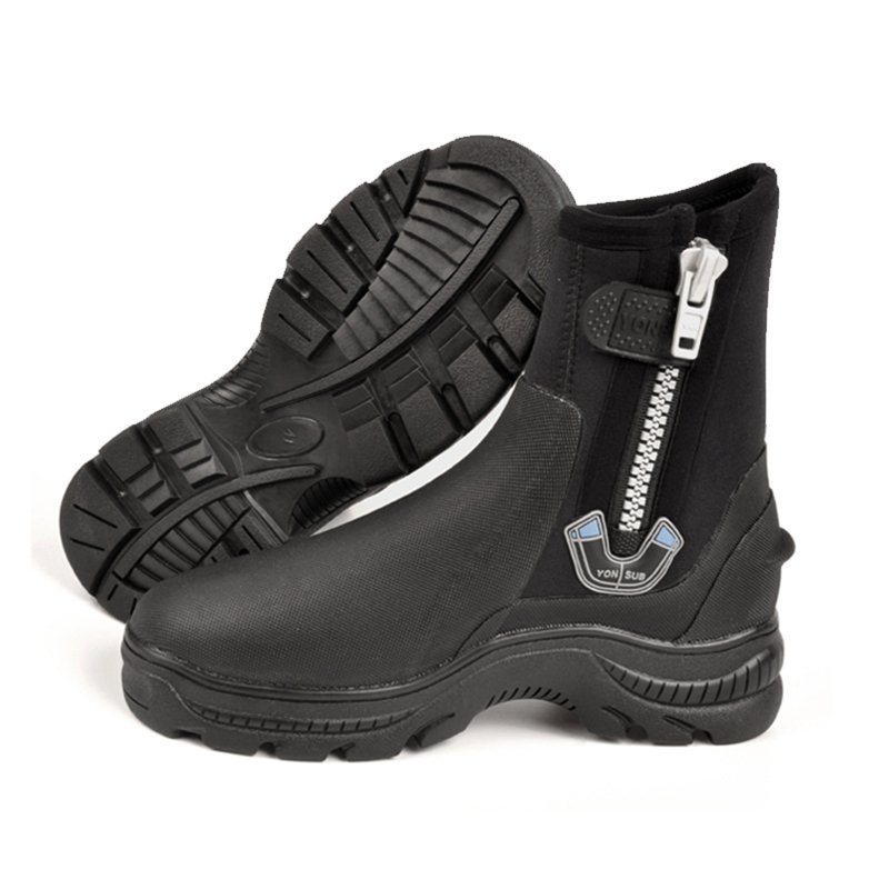 Premium Neoprene Diving Boots 5m Water Shoes Wetsuit Booties With Anti-Slip Rubber Sole YKK Zipper For Surf Scuba 1 Pair black 12（46-47）