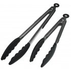 Premium Silicone Kitchen BBQ Tongs with Silicone Tips 2 Pack  9 Inch   12 Inch  Stainless Steel Barbecue Tongs  Black 
