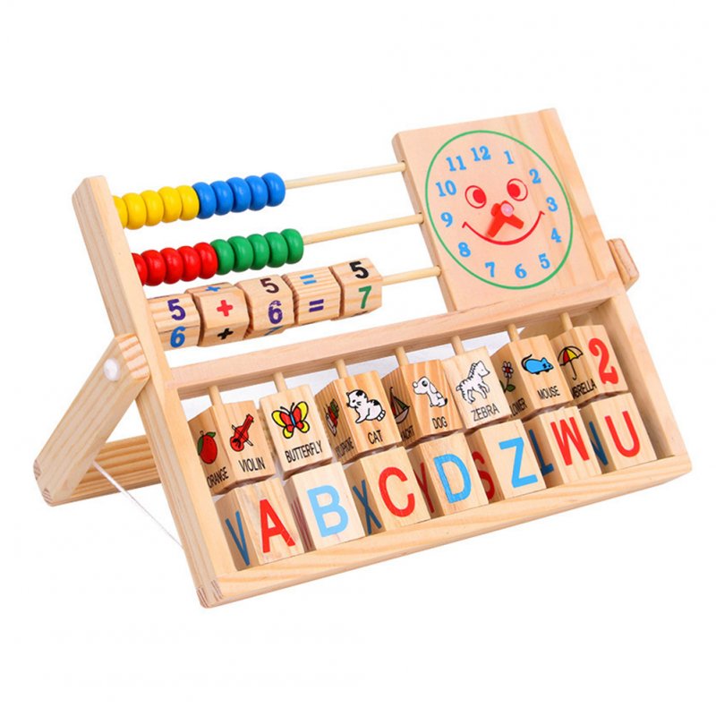 Preschool Math Learning Toy Wooden Frame Abacus With Multi-Color Beads Number Alphabet Counting Clock Learning Toys Gift For Toddlers Wooden Abacus
