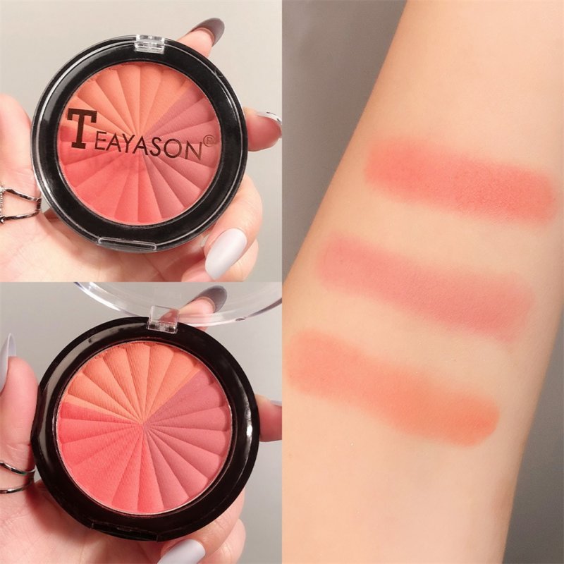 Pressed Blusher Five-color High-gloss Brightening Facial Palette Makeup Cosmetics No. 3 three-color blush