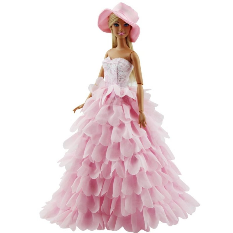 [US Direct] Princess Evening Party Clothes Wears Dress Outfit Set doll with Hat