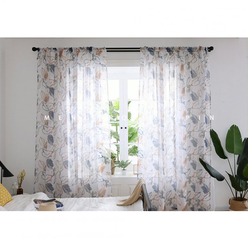 Printing Curtain Spring Tulle for Living Room Bedroom Children Room Window Screening Coffee_1 * 2 meters high