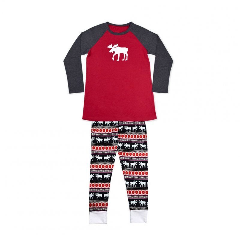 Printing Deer Soft Cotton Home Wear Sleepwear Nightwear Two-piece Pajamas Set Family Set Christmas Gifts for Mother Daddy Baby Newborn Kids