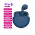 Pro6 Wireless Bluetooth Earphones Touch Control Convenient Sports Headset Rechargeable Earphones blue