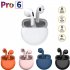 Pro6 Wireless Earbuds With Built in Microphone Noise Canceling Headphones Stereo Sound Earphones For Sports Fitness Laptop Computer blue