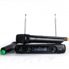 Professional Karaoke Wireless Microphone Mixer Audio Radio Kits Handheld LCD Microphone black_EU plug