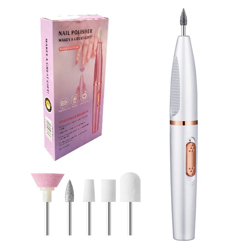 Professional Manicure Pedicure Set Electric Nail File Set Nails Care Kits Hand Foot Nail Care Trimmer Buffer Tools For Manicure Disassemble Exfoliate Remove Calluses WNJ-035 White
