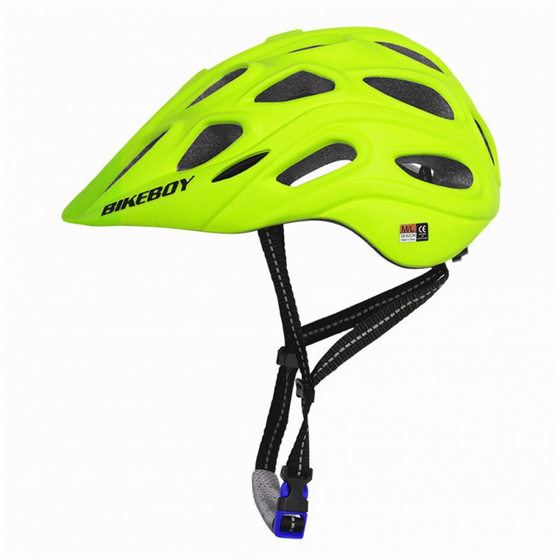 Professional Road Mountain Bike Helmet with Glasses Ultralight MTB All-terrain Sports Riding Cycling Helmet Fluorescent yellow_One size
